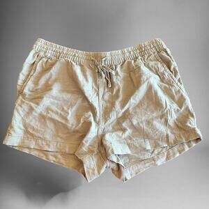 H&M Linen Blend Shorts Women's Medium Mom Stretchy Waist Loose Fit With Pockets